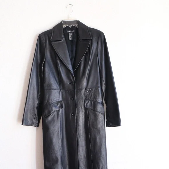 Bebe ankle length black leather coat - Picture 15 of 15